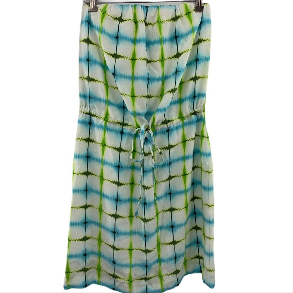 Michael Stars green blue silk tie‎ dye dress small